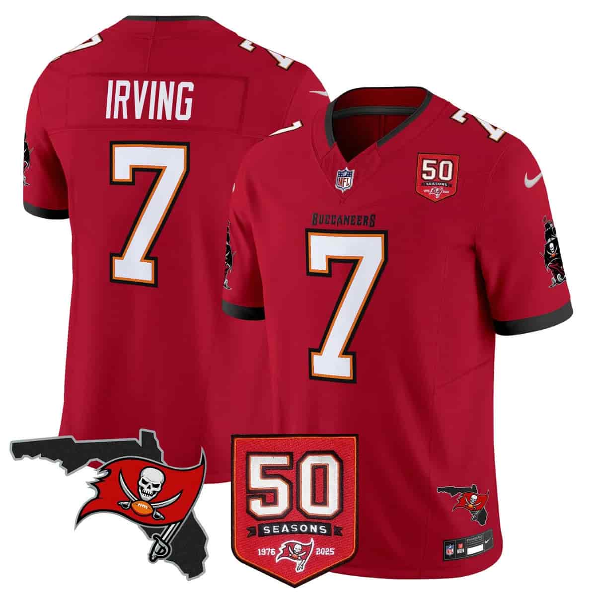 Men's Tampa Bay Buccaneers Throwback 50th Season Patch Vapor Limited Jersey - All Stitched Bucky Irving  7