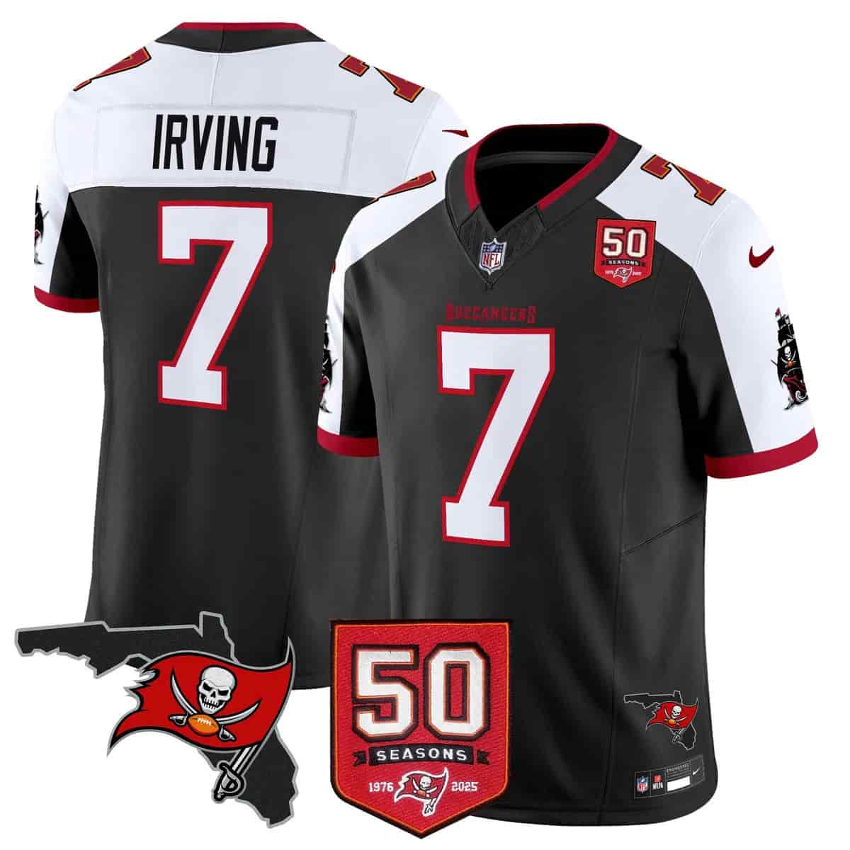 Men's Tampa Bay Buccaneers Throwback 50th Season Patch Vapor Limited Jersey - All Stitched Bucky Irving