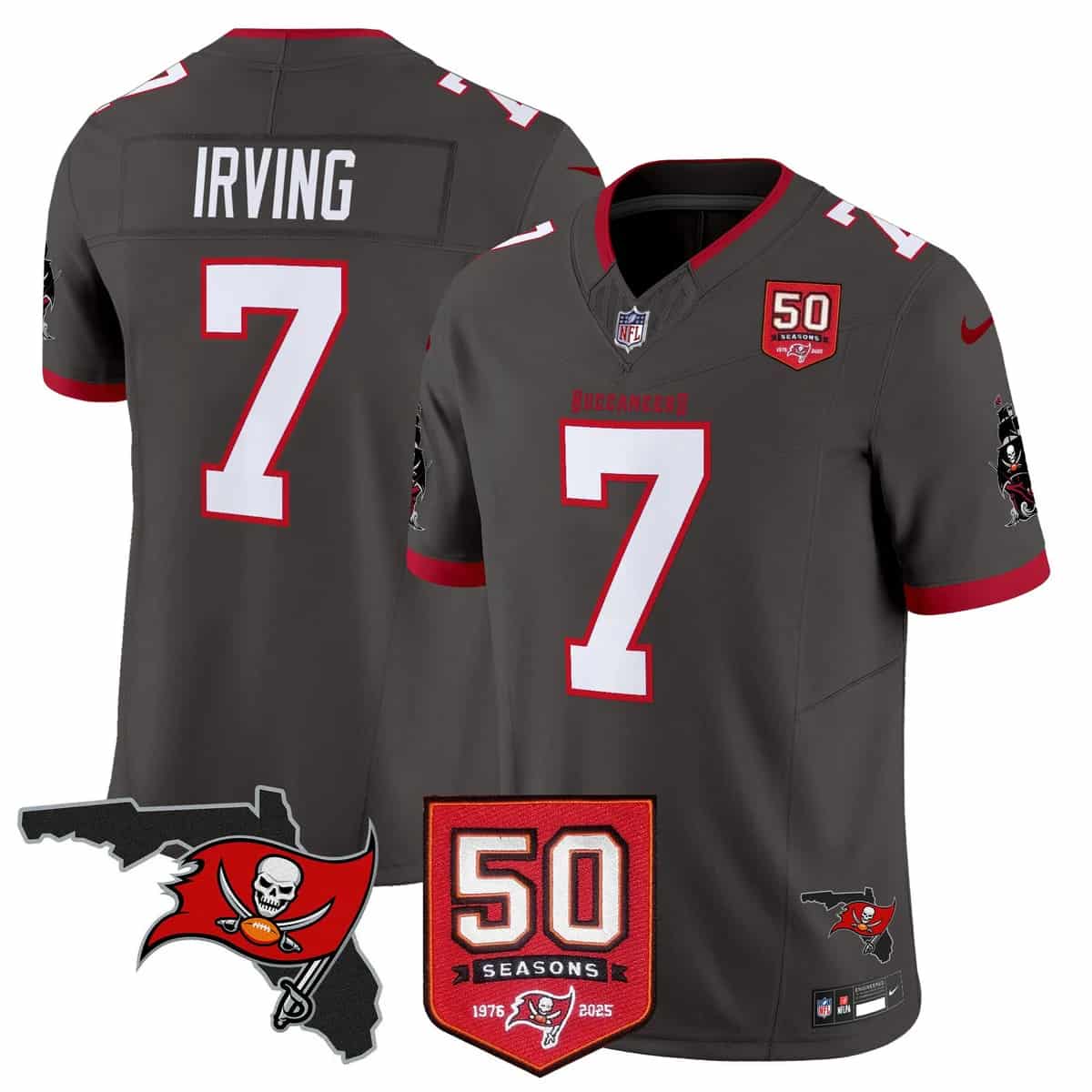 Men's Tampa Bay Buccaneers Throwback 50th Season Patch Vapor Limited Jersey - All Stitched Bucky Irving-7