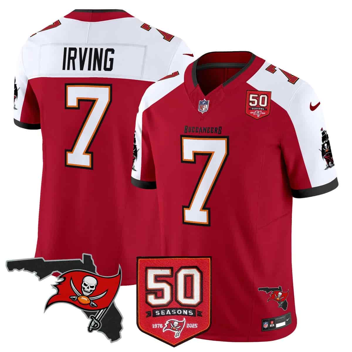 Men's Tampa Bay Buccaneers Throwback 50th Season Patch Vapor Limited Jersey - All Stitched Bucky Irving7