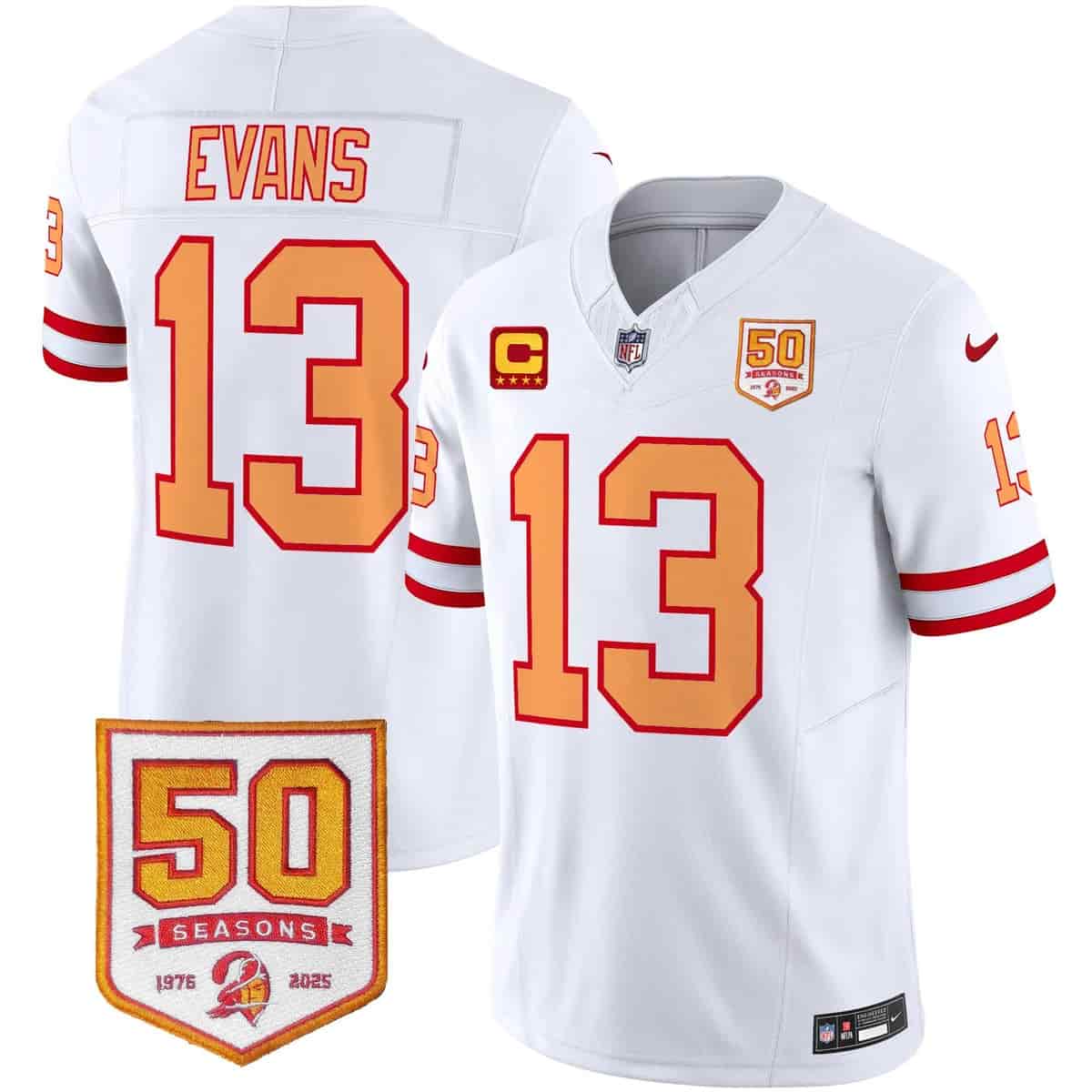 Men's Tampa Bay Buccaneers Throwback 50th Season Patch Vapor Limited Jersey - All Stitched Mike Evans #  13