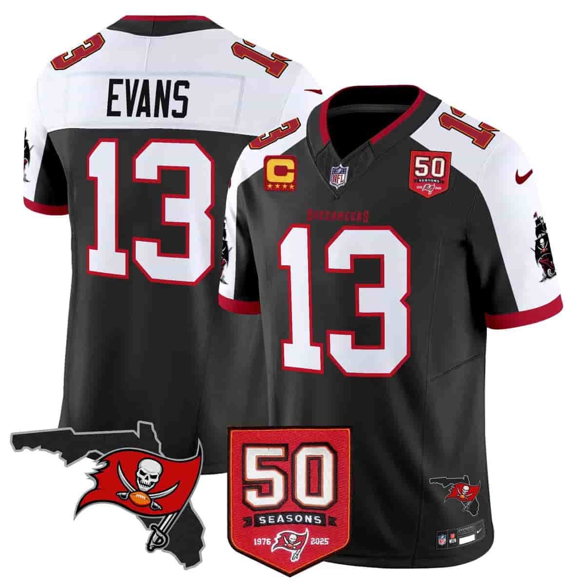 Men's Tampa Bay Buccaneers Throwback 50th Season Patch Vapor Limited Jersey - All Stitched Mike Evans