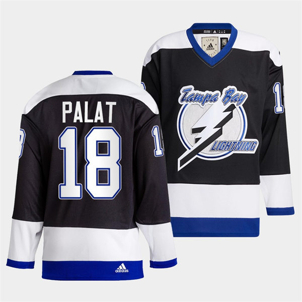 Men's Tampa Bay Lightning #18 Ondrej Palat 2022 Black Team Heritage Classic Jersey Stitched