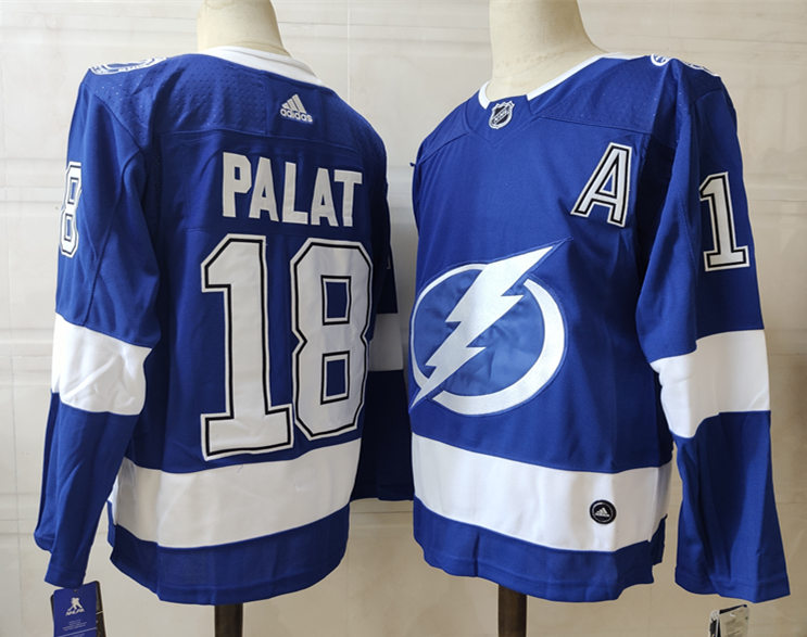 Men's Tampa Bay Lightning #18 Ondrej Palat adidas Home Blue Jersey Stitched