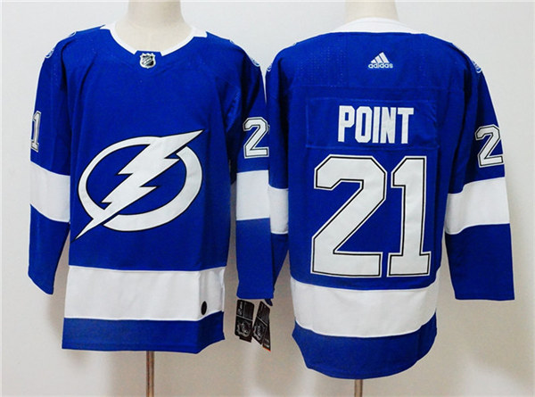 Men's Tampa Bay Lightning #21 Brayden Point adidas Home Blue Jersey Stitched
