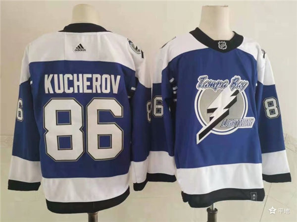 Men's Tampa Bay Lightning #86 Nikita Kucherov Blue Adidas 2021 NHL Reverse Retro Special Edition Jersey Stitched
