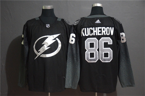 Men's Tampa Bay Lightning #86 Nikita Kucherov adidas Black Alternate Player Jersey Stitched