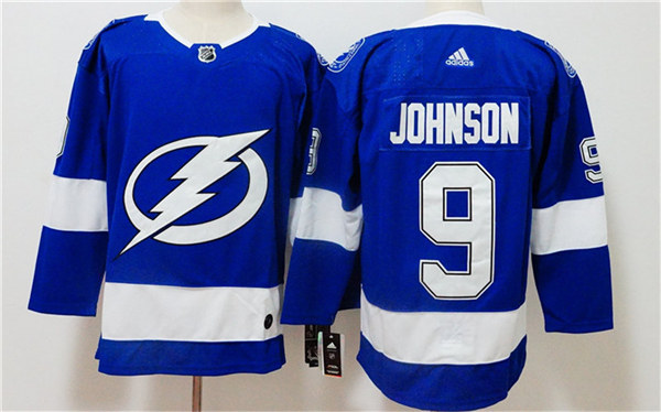 Men's Tampa Bay Lightning #9 Tyler Johnson adidas Home Blue Jersey Stitched
