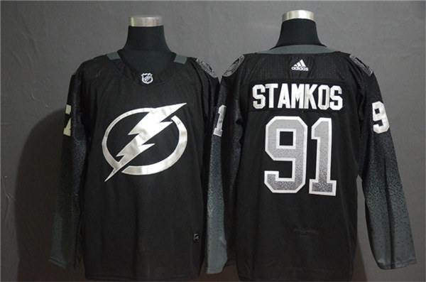 Men's Tampa Bay Lightning #91 Steven Stamkos adidas Black Alternate Player Jersey Stitched