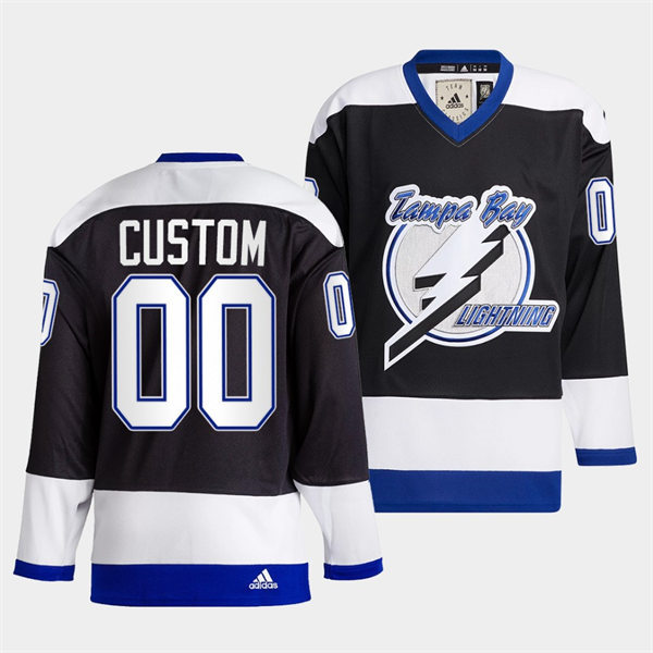 Men's Tampa Bay Lightning Custom 2022 Black Team Heritage Classic Jersey Stitched