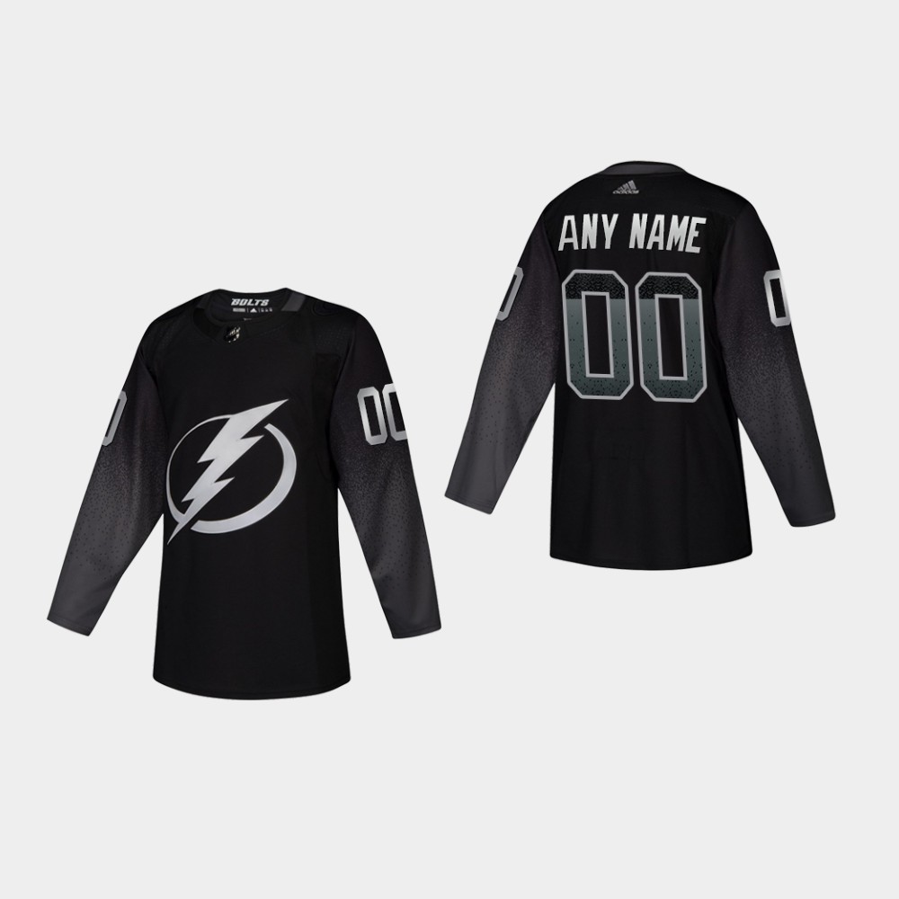 Men's Tampa Bay Lightning Custom Adidas Alternate Black Jersey Stitched