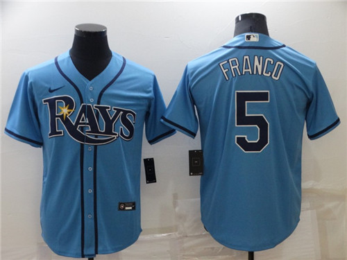 Men's Tampa Bay Rays #5 Wander Franco Blue Cool Base Stitched Baseball Jersey