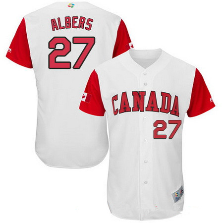 Men's Team Canada Baseball Majestic #35 Dustin Molleken White 2017 World Baseball Classic Stitched Replica Jersey的副本