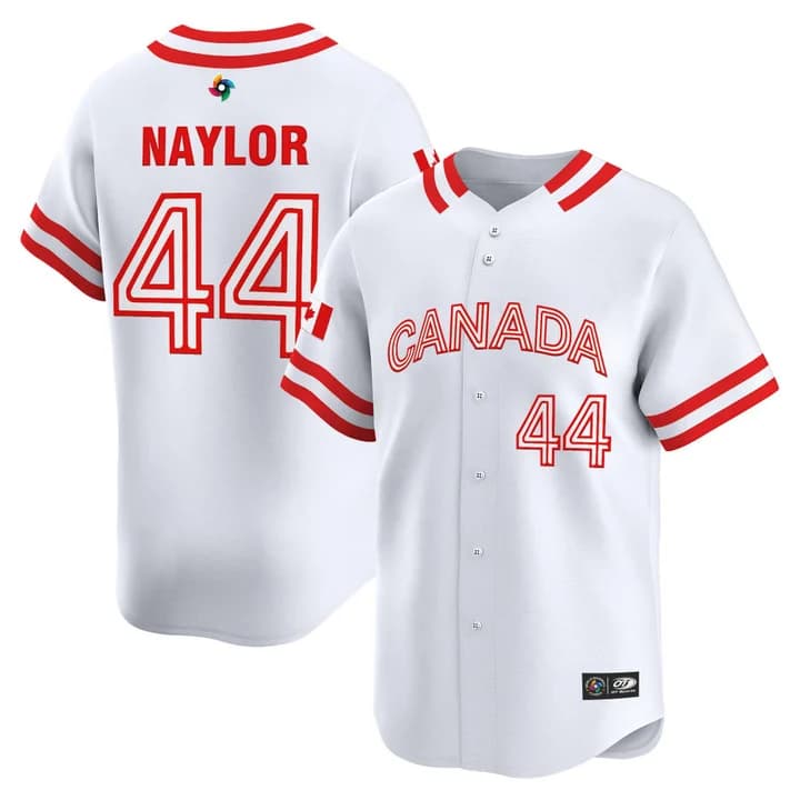 Men's Team Canada World Baseball Classic Vapor Premier Jersey - 2026 Roster (Projected Number) - All Stitched Bo Naylor44