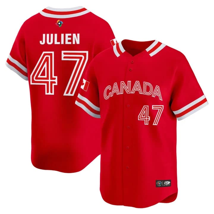 Men's Team Canada World Baseball Classic Vapor Premier Jersey - 2026 Roster (Projected Number) - All Stitched Edouard Julien