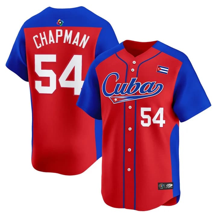 Men's Team Cuba World Baseball Classic Vapor Premier Jersey - 2026 Roster - All Stitched Aroldis Chapman  54