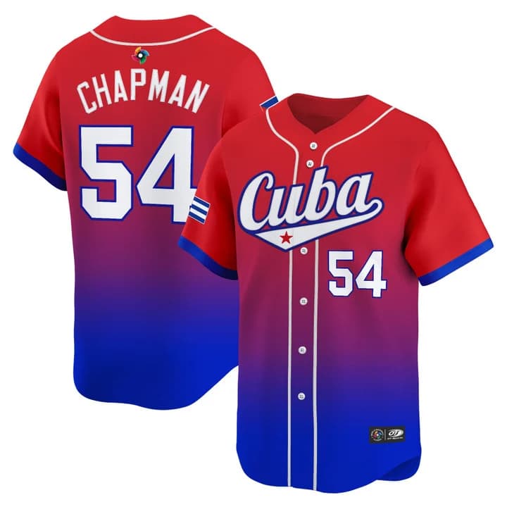 Men's Team Cuba World Baseball Classic Vapor Premier Jersey - 2026 Roster - All Stitched Aroldis Chapman54