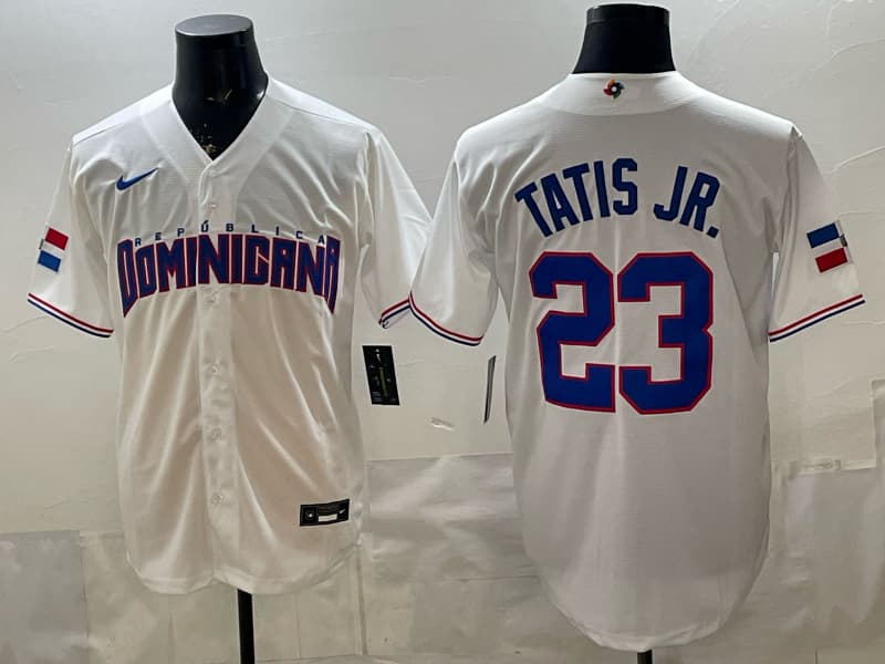 Men's Team Dominican Republic World Baseball Classic Vapor Premier Jersey - 2026 Roster - All Stitched   Fernando Tatis Jr. 23