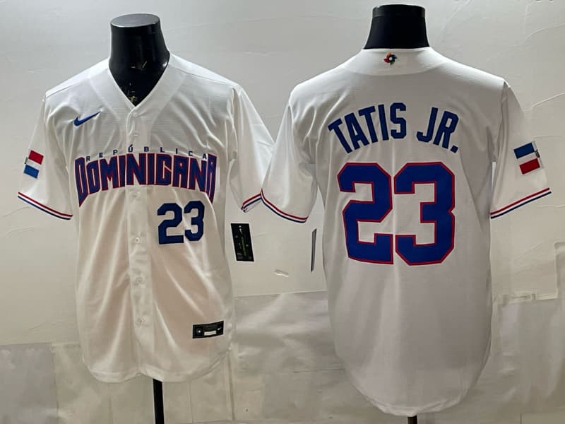 Men's Team Dominican Republic World Baseball Classic Vapor Premier Jersey - 2026 Roster - All Stitched Fernando  Tatis Jr. 23