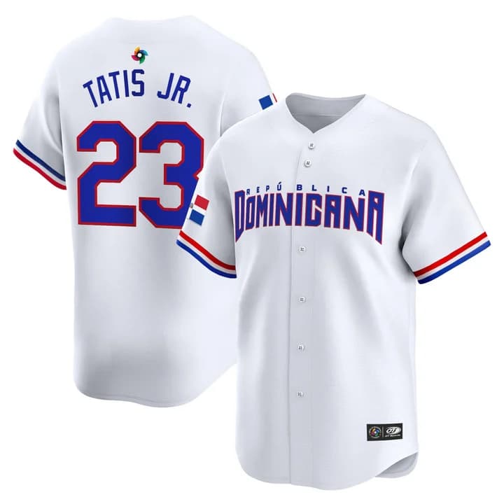Men's Team Dominican Republic World Baseball Classic Vapor Premier Jersey - 2026 Roster - All Stitched Fernando Tatis Jr.   23