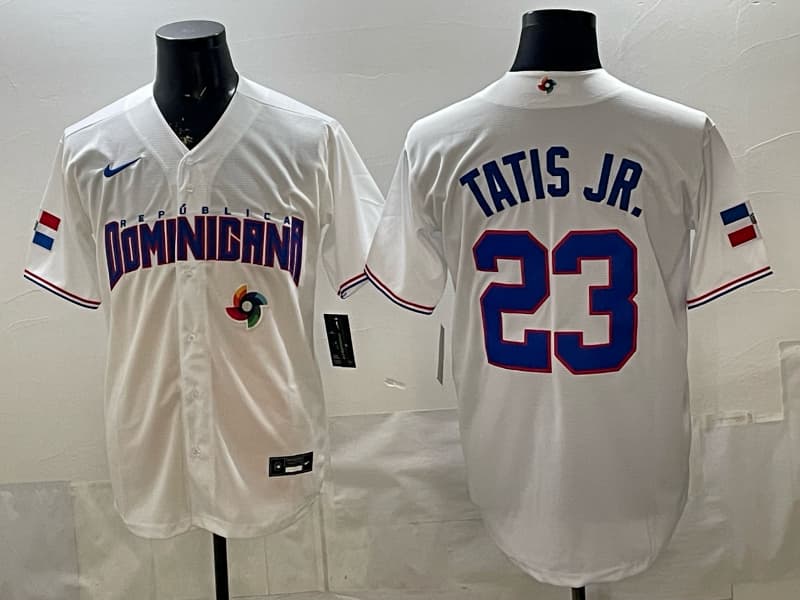 Men's Team Dominican Republic World Baseball Classic Vapor Premier Jersey - 2026 Roster - All Stitched Fernando Tatis Jr. 23