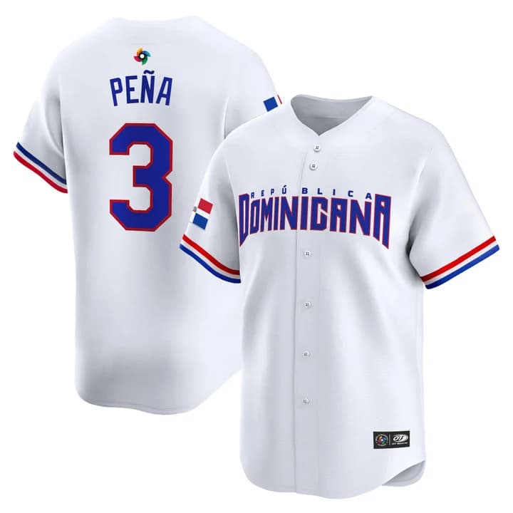 Men's Team Dominican Republic World Baseball Classic Vapor Premier Jersey - 2026 Roster - All Stitched Jeremy Pena   3