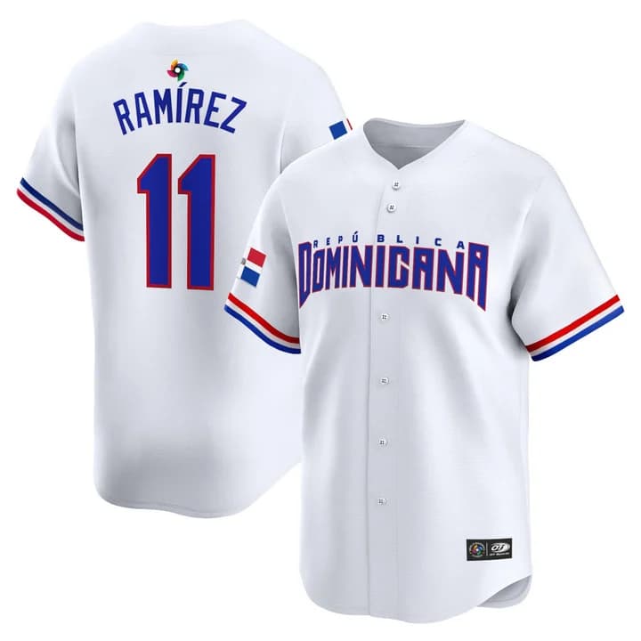 Men's Team Dominican Republic World Baseball Classic Vapor Premier Jersey - 2026 Roster - All Stitched José Ramírez  11