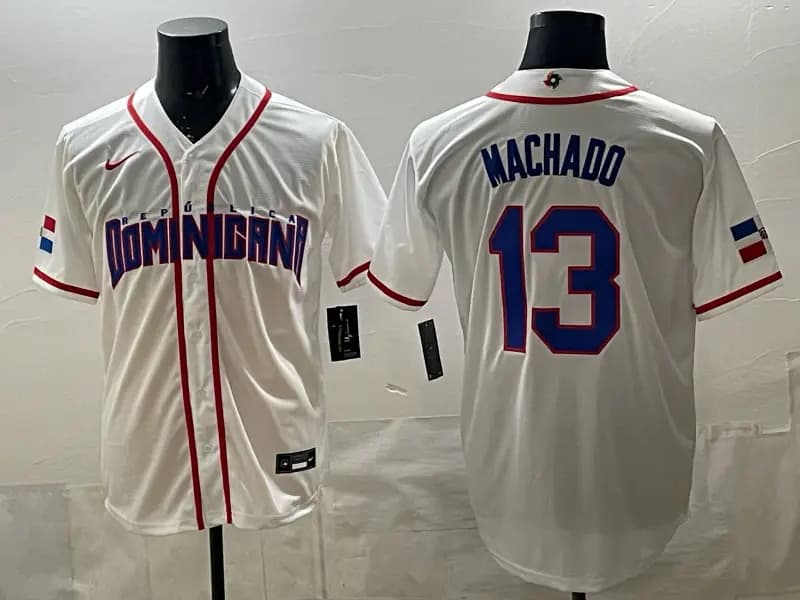 Men's Team Dominican Republic World Baseball Classic Vapor Premier Jersey - 2026 Roster - All Stitched Manny  Machado  13