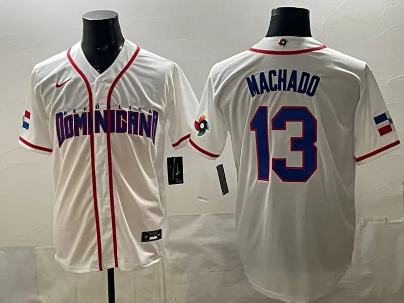 Men's Team Dominican Republic World Baseball Classic Vapor Premier Jersey - 2026 Roster - All Stitched Manny Machado  13