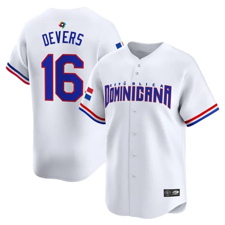 Men's Team Dominican Republic World Baseball Classic Vapor Premier Jersey - 2026 Roster - All Stitched Rafael Devers 16