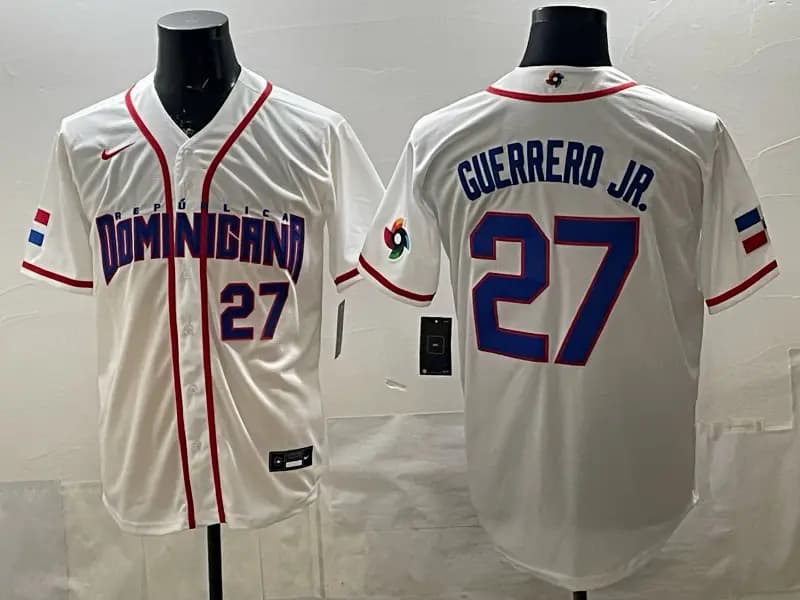 Men's Team Dominican Republic World Baseball Classic Vapor Premier Jersey - 2026 Roster - All Stitched Vladimir  Guerrero  Jr. 27
