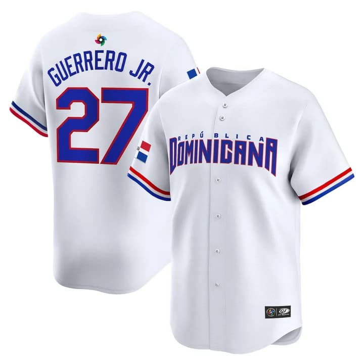 Men's Team Dominican Republic World Baseball Classic Vapor Premier Jersey - 2026 Roster - All Stitched Vladimir Guerrero Jr.   27