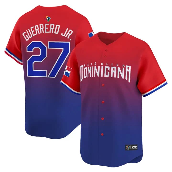 Men's Team Dominican Republic World Baseball Classic Vapor Premier Jersey - 2026 Roster - All Stitched Vladimir Guerrero Jr. 27