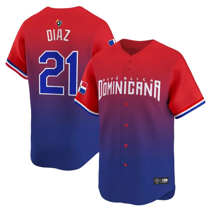 Men's Team Dominican Republic World Baseball Classic Vapor Premier Jersey - 2026 Roster - All Stitched Yainer Diaz