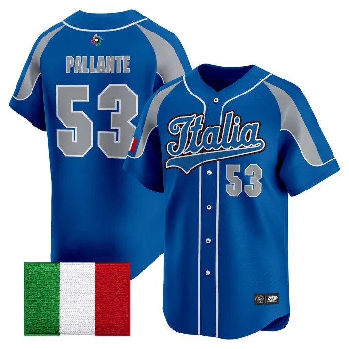Men's Team Italy 2026 World Baseball Classic Vapor Premier Jersey - All Stitched Andre Pallante   53