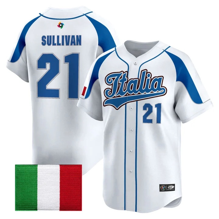 Men's Team Italy 2026 World Baseball Classic Vapor Premier Jersey - All Stitched Brett Sullivan 21