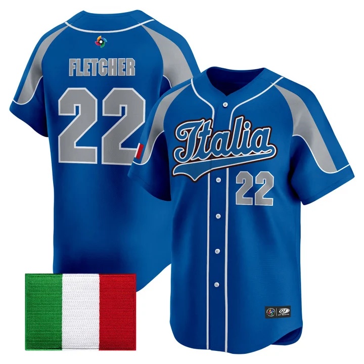 Men's Team Italy 2026 World Baseball Classic Vapor Premier Jersey - All Stitched David Fletcher   22
