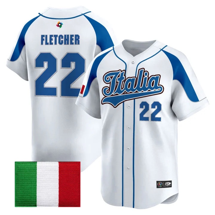Men's Team Italy 2026 World Baseball Classic Vapor Premier Jersey - All Stitched David Fletcher 22