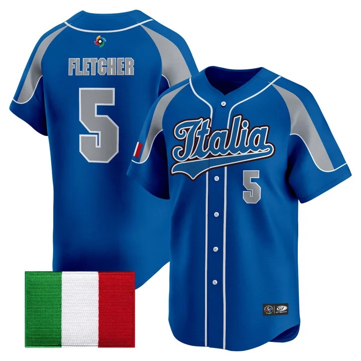 Men's Team Italy 2026 World Baseball Classic Vapor Premier Jersey - All Stitched Dominic Fletcher  5