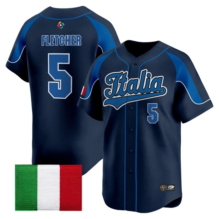 Men's Team Italy 2026 World Baseball Classic Vapor Premier Jersey - All Stitched Dominic Fletcher