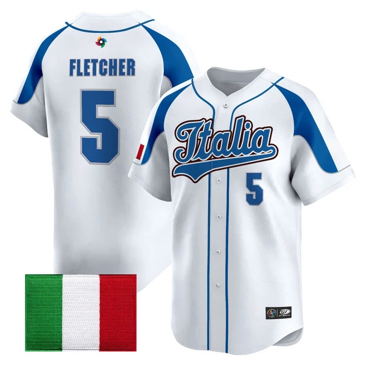 Men's Team Italy 2026 World Baseball Classic Vapor Premier Jersey - All Stitched Dominic Fletcher 5
