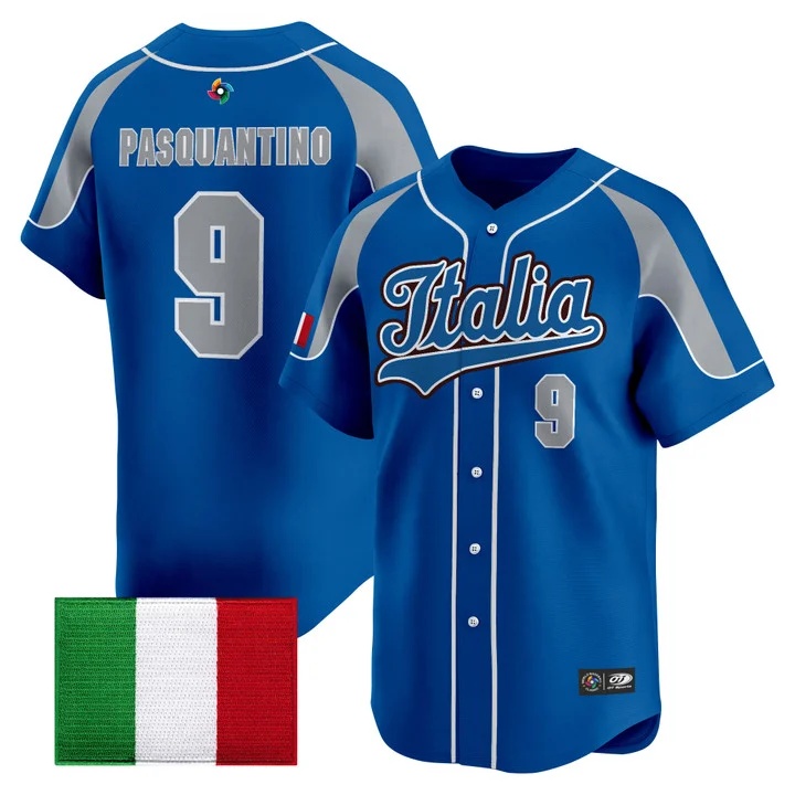 Men's Team Italy 2026 World Baseball Classic Vapor Premier Jersey - All Stitched Vinnie Pasquantino   9