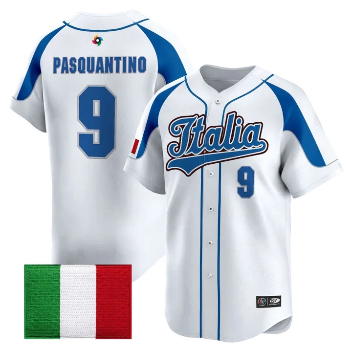 Men's Team Italy 2026 World Baseball Classic Vapor Premier Jersey - All Stitched Vinnie Pasquantino 9