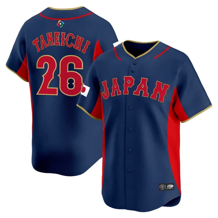 Men's Team Japan World Baseball Classic Vapor Premier Jersey - 2026 Roster - All Stitched Atsuki Taneichi  26