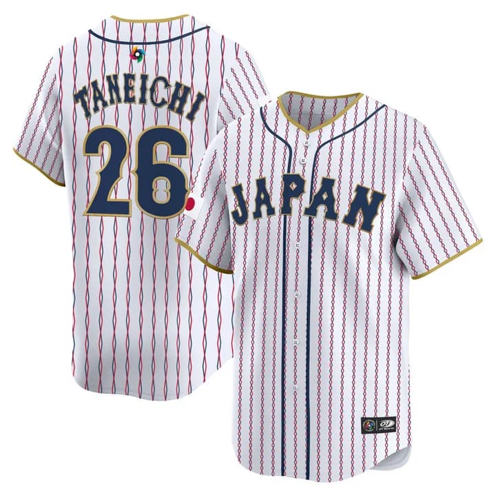 Men's Team Japan World Baseball Classic Vapor Premier Jersey - 2026 Roster - All Stitched Atsuki Taneichi