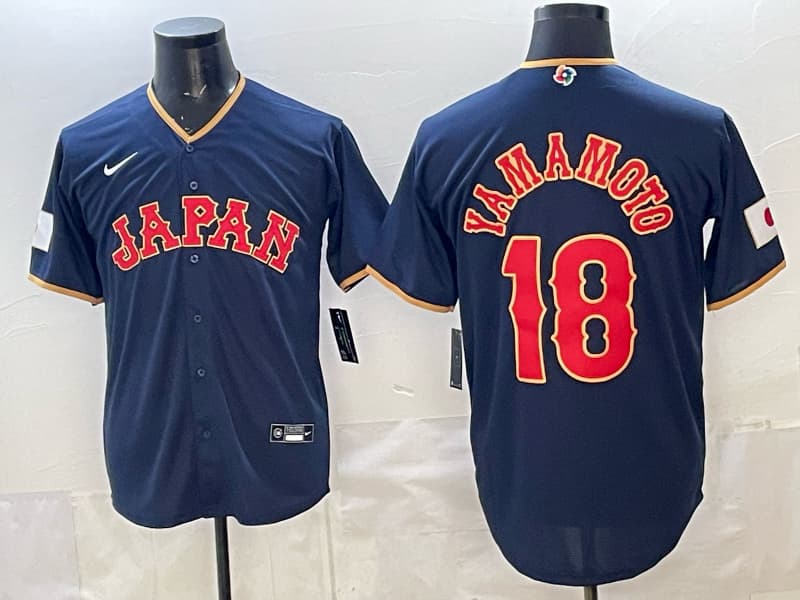 Men's Team Japan World Baseball Classic Vapor Premier Jersey - 2026 Roster - All Stitched Yamamoto  18