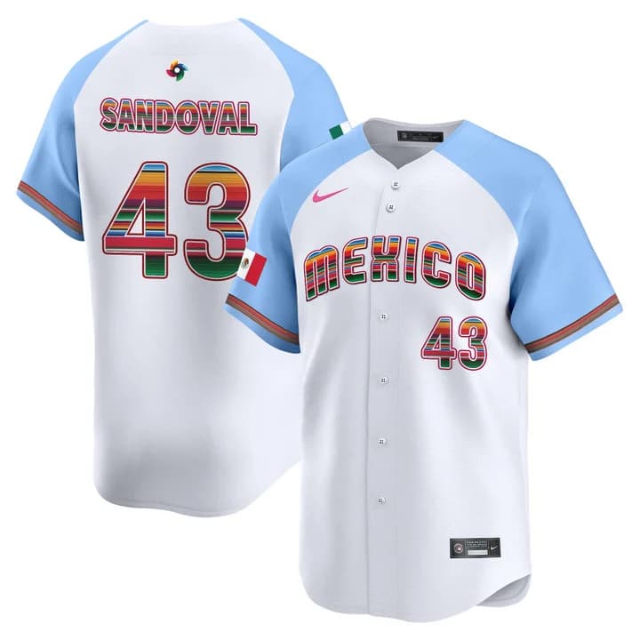 Men's Team Mexico World Baseball Classic Serape Edition Vapor Premier Jersey - 2026 Roster - All Stitched  43 Patrick Sandoval
