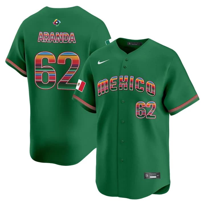 Men's Team Mexico World Baseball Classic Serape Edition Vapor Premier Jersey - 2026 Roster - All Stitched  62Jonathan Aranda