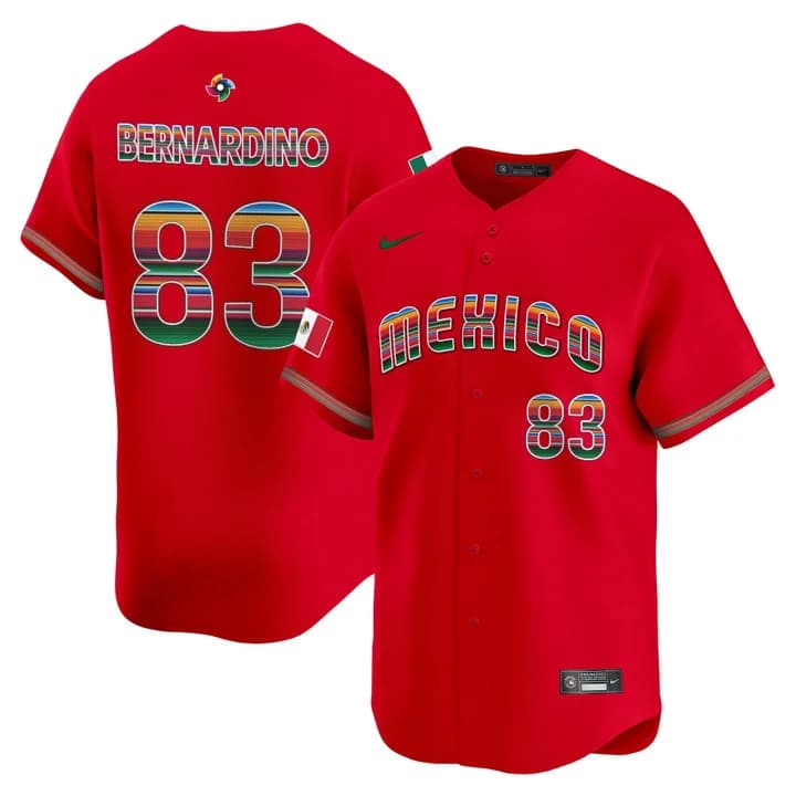 Men's Team Mexico World Baseball Classic Serape Edition Vapor Premier Jersey - 2026 Roster - All Stitched  Brennan Bernardino -83