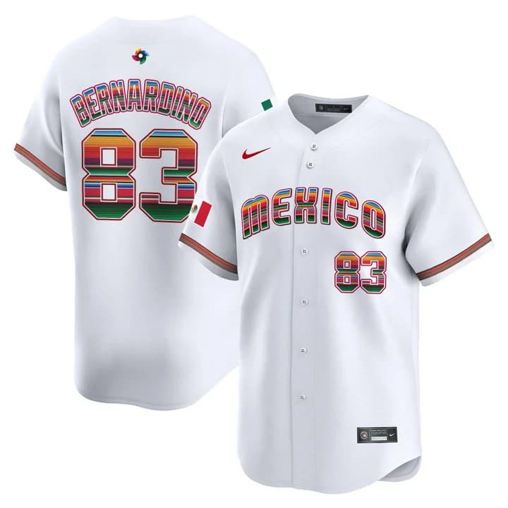 Men's Team Mexico World Baseball Classic Serape Edition Vapor Premier Jersey - 2026 Roster - All Stitched  Brennan Bernardino 83